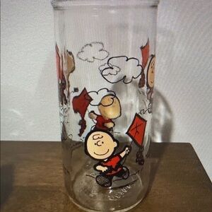 Vintage Peanuts Charlie Brown Promotional Jelly Jar Drinking Glass